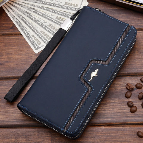 Business Men's Leather Wallet With Zipper Coin Pocket Phone Case For Man Card Holder Purse Male Clutch Bag Portafoglio Uomo