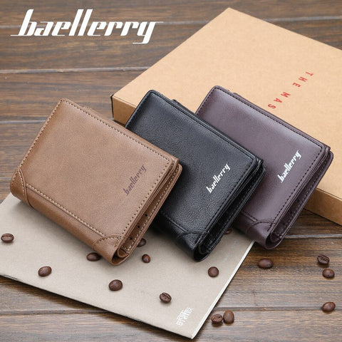 High-Quality Leather Men's Wallets Short Zipper Design Card Holder Men Purse Vintage Coin Purse Men's Wallets