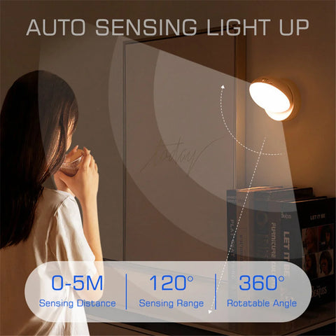 360 Rotated PIR Motion Sensor Night Light Led Wall Lamps Rechargeable Auto/On/Off Under Cabinet Light Wireless Closet Night Lamp