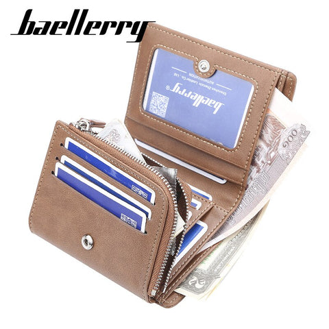 High-Quality Leather Men's Wallets Short Zipper Design Card Holder Men Purse Vintage Coin Purse Men's Wallets