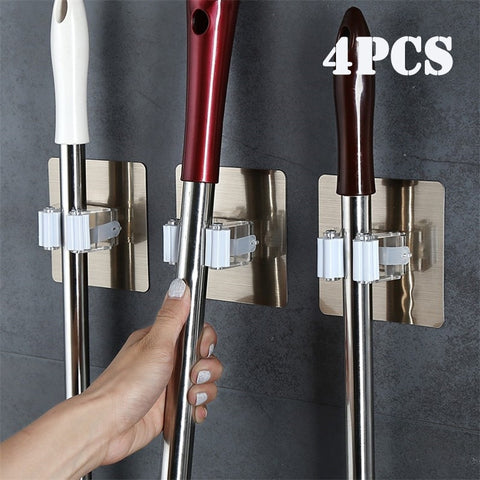 Adhesive Multi-Purpose Hooks Wall Mounted Mop Organizer Holder RackBrush Broom Hanger Hook Kitchen bathroom Strong Hooks