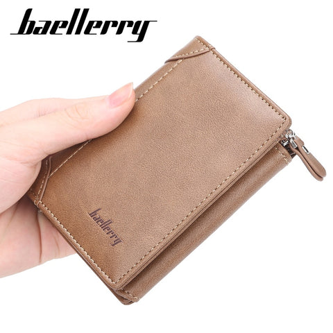 High-Quality Leather Men's Wallets Short Zipper Design Card Holder Men Purse Vintage Coin Purse Men's Wallets