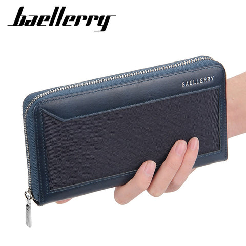 Men's Large Capacity Zipper Clutch Wallets for Cell Phone