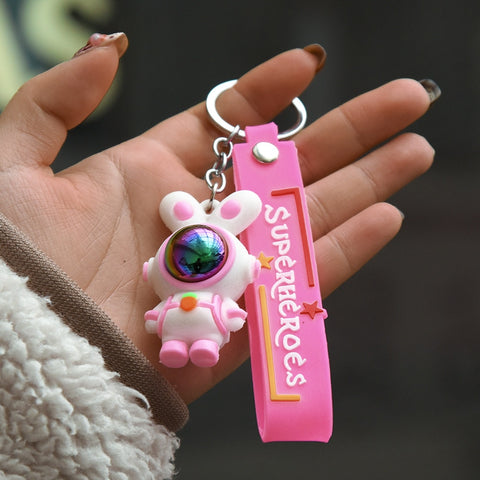 Cartoon Lightning Bear Keychain Cute Astronaut Bear Doll Keyring Bag Pendant Couple Car Keyholder Creative Bag Charm Accessories