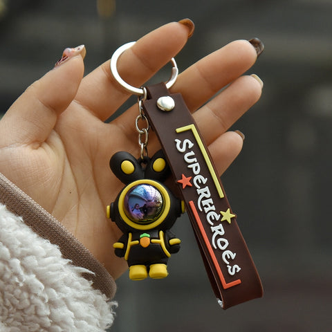 Cartoon Lightning Bear Keychain Cute Astronaut Bear Doll Keyring Bag Pendant Couple Car Keyholder Creative Bag Charm Accessories