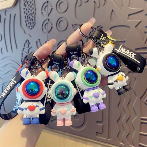 Cartoon Lightning Bear Keychain Cute Astronaut Bear Doll Keyring Bag Pendant Couple Car Keyholder Creative Bag Charm Accessories