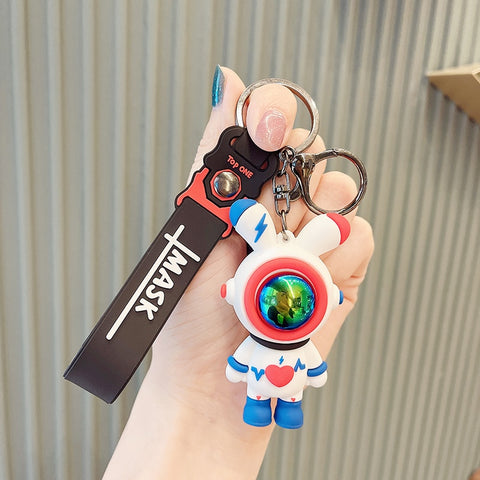 Cartoon Lightning Bear Keychain Cute Astronaut Bear Doll Keyring Bag Pendant Couple Car Keyholder Creative Bag Charm Accessories