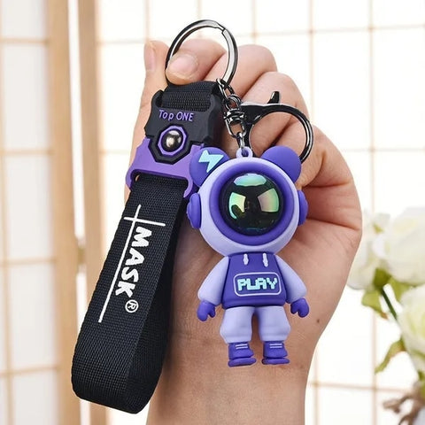 Cartoon Lightning Bear Keychain Cute Astronaut Bear Doll Keyring Bag Pendant Couple Car Keyholder Creative Bag Charm Accessories