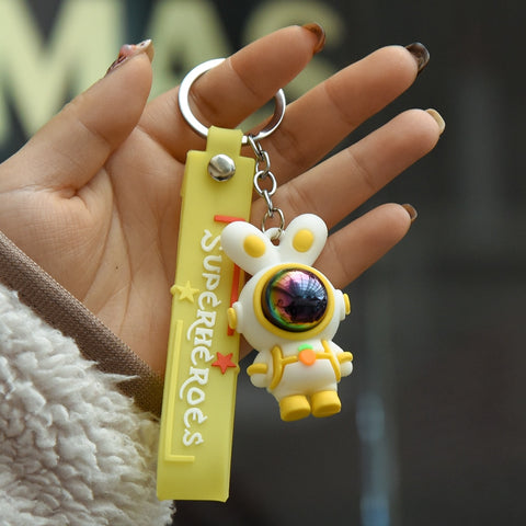 Cartoon Lightning Bear Keychain Cute Astronaut Bear Doll Keyring Bag Pendant Couple Car Keyholder Creative Bag Charm Accessories